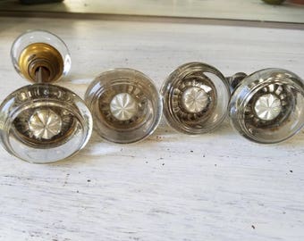 5 Antique Vintage Glass Door Knobs Hardware