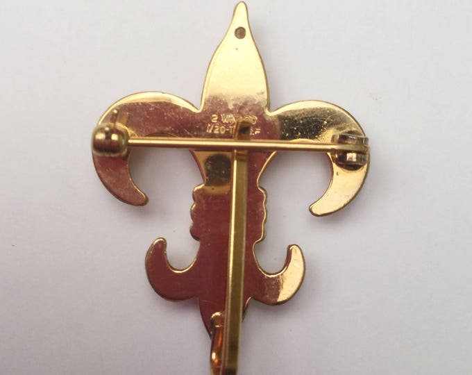 Gold Fleur De Lis pin clip - Signed 2 Winward 1/20 12 Kt Gf - Gold Filled brooch