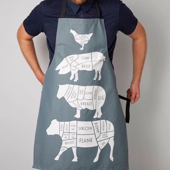 Butcher Meat Cuts Kitchen Apron Foodie Gift Chef Apron