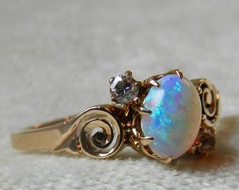 Vintage Engagement Rings Opal rings Sapphire by LoveAlwaysGalicia