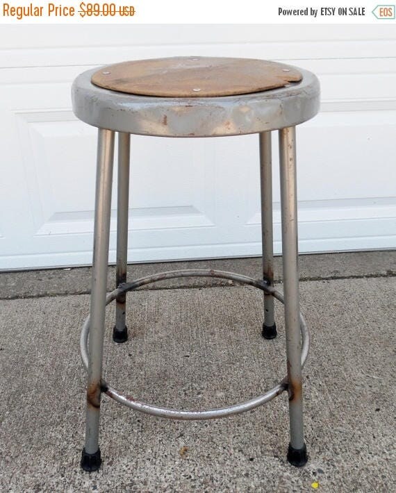 ON SALE Vintage Krueger Metal Stool Industrial Shop Stool