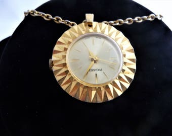 Swiss Made Parker Ladies Pendant Watch With Two Standing Elephants On The Back