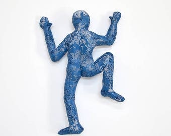Large Abstract Metal Wall Art sculpture, big climbing man sculpture, wire mesh sculpture, 3d design