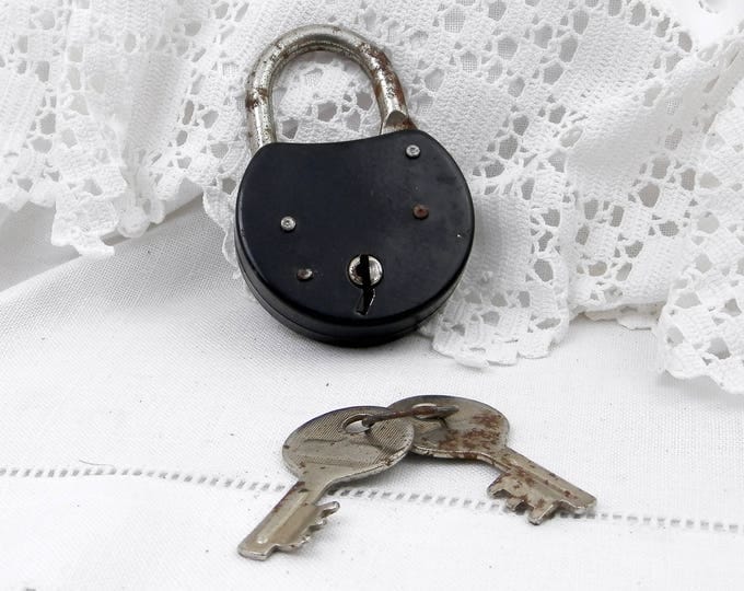 Vintage Working French Black Industrial Padlock with 2 Working Key from the French Railroad Company SNCF, Steampunk Decor, Lock Collection