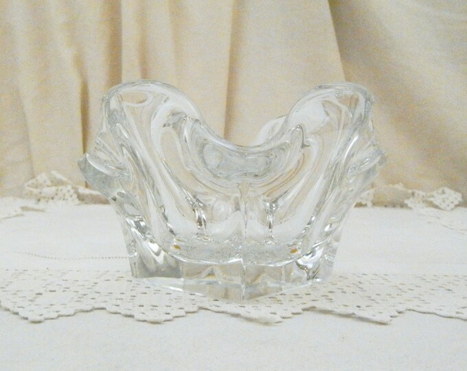Large Vintage Crystal Glass Cigar / Cigarette Ashtray by Bayel Cristal France, Heavy Clear Glass French Ash Tray, Vintage Retro Home Decor