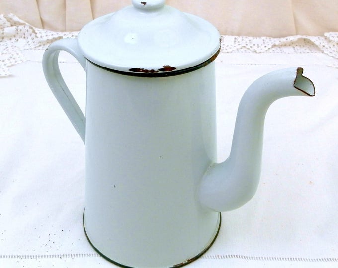 Vintage Mint Green Enamel French 3 Piece Coffee Pot with Goose Neck Spout, Enamelware Pour Over Cafetiere from France, Retro French Country Vintage Mint Green Enamel French 3 Piece Coffee Pot with Goose Neck Spout, Enamelware Pour Over Cafetiere from France, Retro French Country