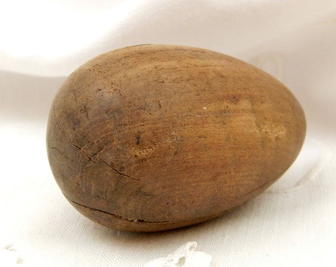 Antique Wooden Treen Darnning Egg From France, French Egg Shaped Mending Tool Made of Solid Wood. Vintage Craft Tools and Supplies, Home