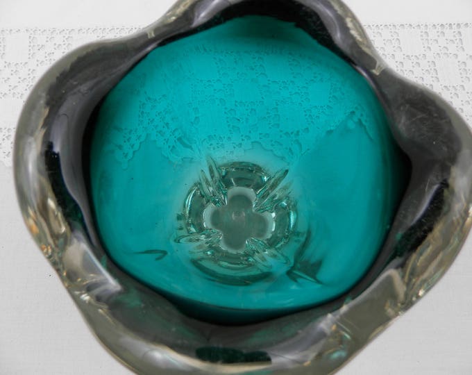 Vintage Whitefriars / Powell Glass Molar Vase No 9411 Designed by William Wilson, Mid Century Green Glass Encased Vase.