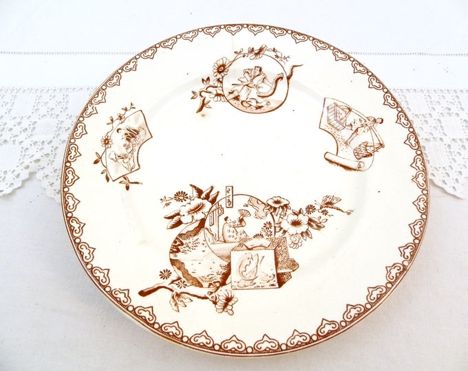 Antique French Ironware / Terre de Fer Cake Stand by Clairefontaine 1880 Japanned Pattern, Footed Serving Plate, Fruit Bowl, Tazza, Comport