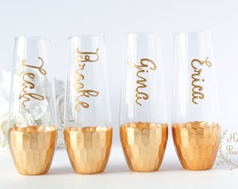 Bridesmaid Gift, Personalized Champagne Flutes, Bridesmaid Gift, Bridesmaid Proposal, Bridal Party Gifts, Bachlorette Party Gift, Rose gold