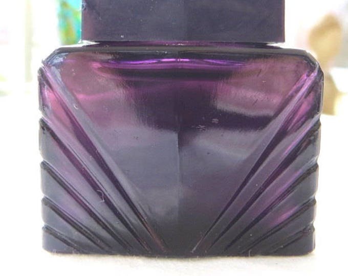 Perfume Bottle Mini, Amethyst Glass, Purple Vintage Vanity Piece CLEARANCE