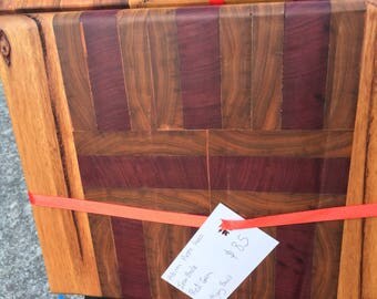End grain cutting board. Great housewarming gift. Handmade chopping board. Beautiful in any kitchen. Purple Heart, Ironbark and Red Gum.