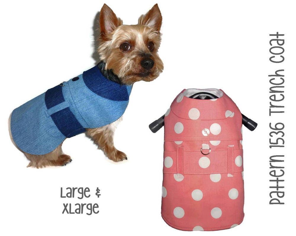 Dog Trench Coat Pattern 1536 Large & XLarge Dog Clothes