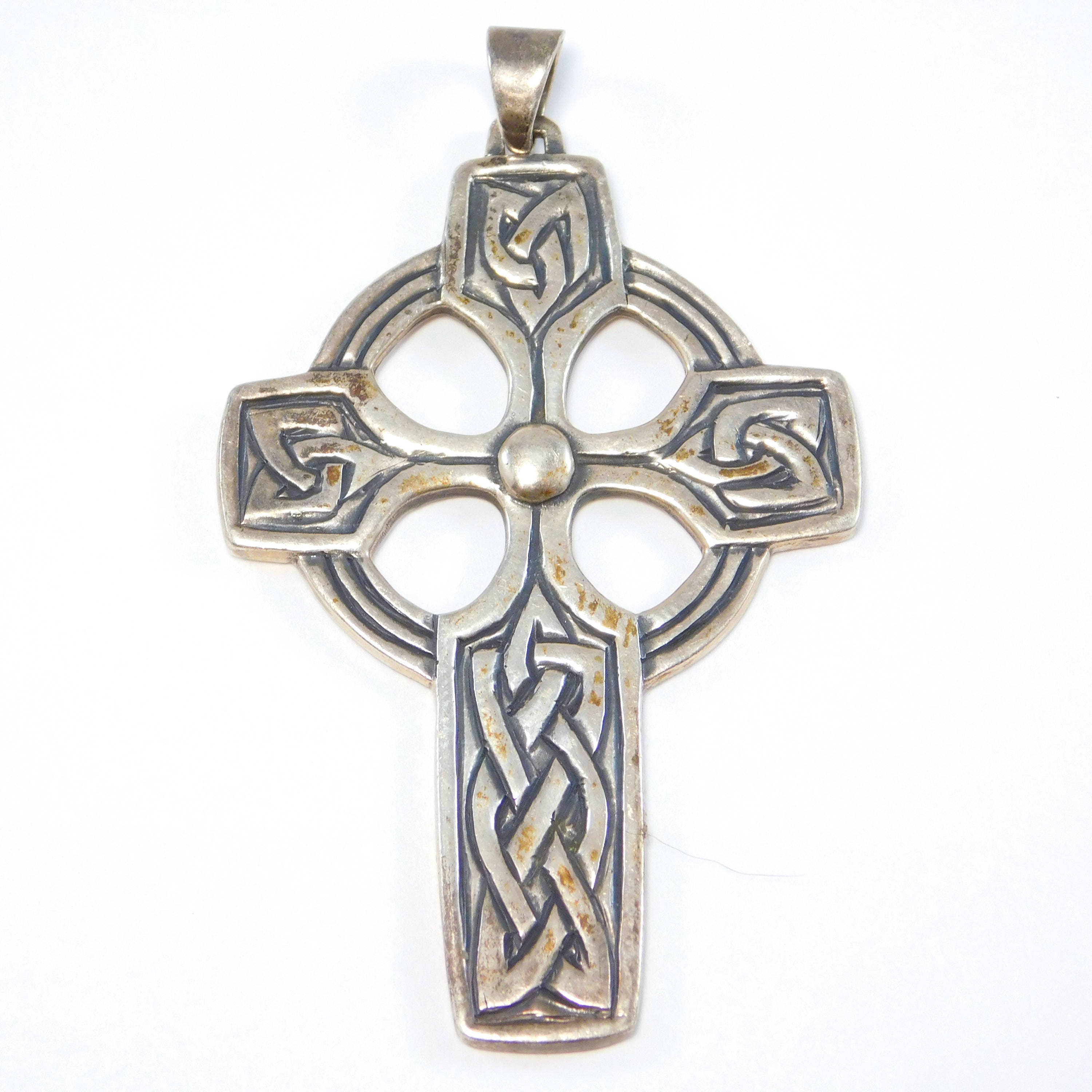 Ornate Celtic Sterling James Avery Cross Pendant Signed