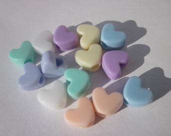 8 beads large hole 10 mm (Z12) Acrylic heart shaped