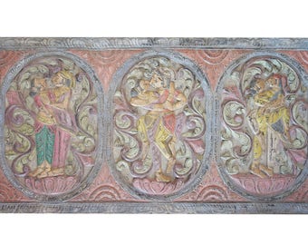 Antique Vintage Kamasutra Decorative Hand Carved Panel Bedroom Eclectic Decor, Boho Shabby Chic Wall Hanging, Wall Decor