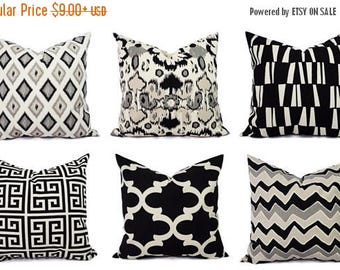 15% OFF SALE Black Throw Pillow Cover - Black and Beige Pillow - Euro Sham - Lumbar Pillow - Black and Cream Pillow - Black Pillow Cover Cus