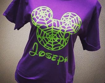 Family Disney Shirts - Disney Halloween Shirts - Mickey's Not So Scary Halloween Party Shirts - Spider web Mickey Shirts