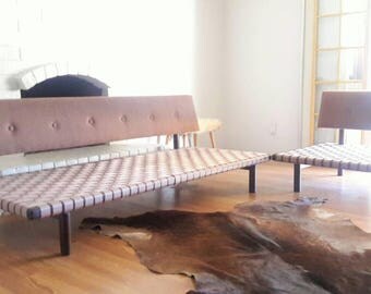 Vintage Mid Century Modern Walnut Sectional Sofa or Daybed Frames with Upholstered Backrest available with Custom Seat Cushions