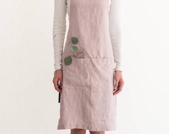 Pink Lavender Stone Washed Linen Apron