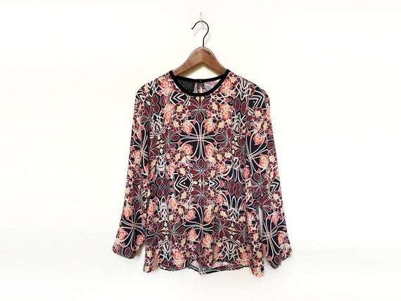 Burgundy Floral Top Limited Edition Burgundy Blouse Unique