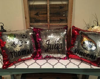 Mermaid pillow personalized pillow sequin pillow mermaid pillow gifts for kids birthday gift suprise announcement