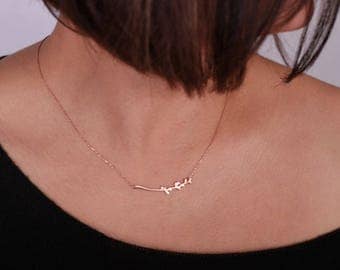 Twig Necklace / 14K Solid Gold