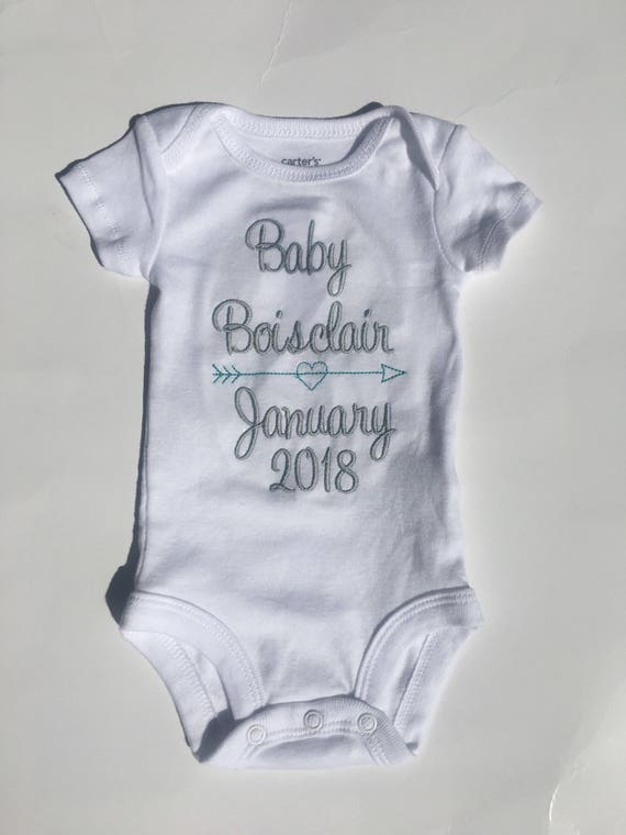 Embroidered Birth Announcement Bodysuit Pregnancy Reveal