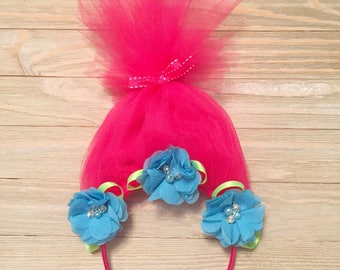 Poppy Headband, Trolls Headband, Trolls Bow, Princess Poppy Bow, Disney Bow, Birthday Bow.