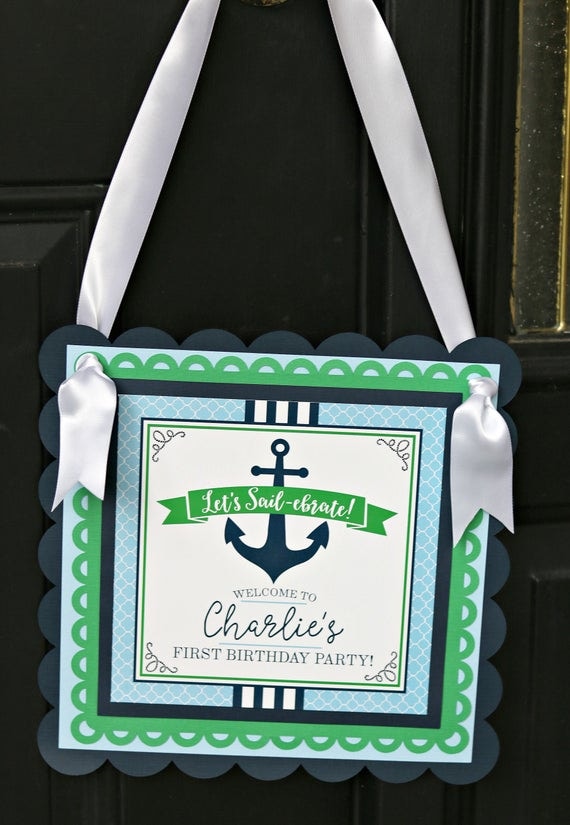 NAUTICAL BIRTHDAY DECORATIONS, Nautical Sign, Door Sign, Boy
