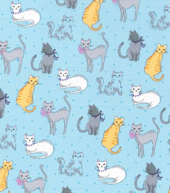 Cat Fabric by the Yard Quilting Kitty Cotton Lover
