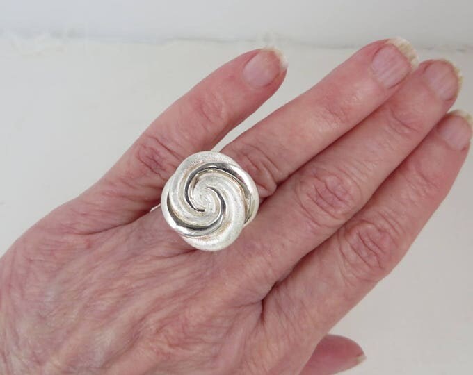 Sterling Silver Ring, Italian Silver Ring, Chunky Silver Swirl Ring, Signed ITAOR Italy, Statement Ring, Size 5
