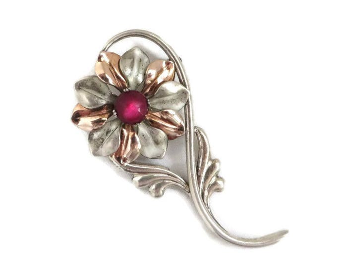 Kreisler Silver Flower Brooch, Vintage Signed Designer Sterling Silver Pin, Mid Century Jewelry, Perfect Gift, Gift Box
