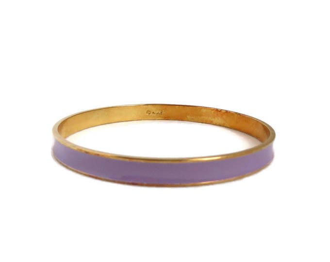 Monet Purple Enamel Bangle - Vintage Gold Tone Lavender Skinny Bangle Bracelet