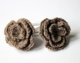 Elastic hair flower - Brown-