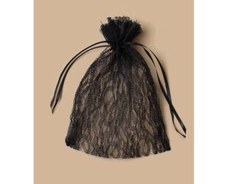 3 bags pouches in Black Lace 15 cm