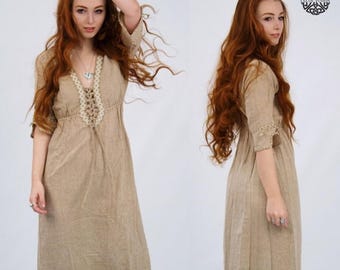 ON SALE Earth Goddess Dress, Folk, pagan, Raw dress, ozora, meditation gown, Celtic,Viking, Folk, Natural, Primitive, Natural Dress, Vikings