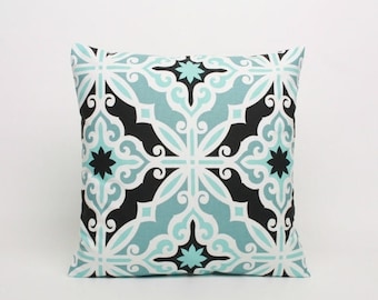 On Sale July Only Blue Black & White Pillow Cover Premier in Print Regatta Harford Pattern. Cover Designed to Fit 16, 18, 20 or 22 Inch Stan