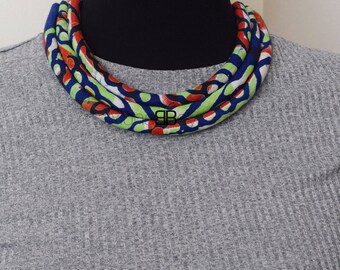 Ankara fabric necklace, wax print bib necklace, afro necklace, collier africain