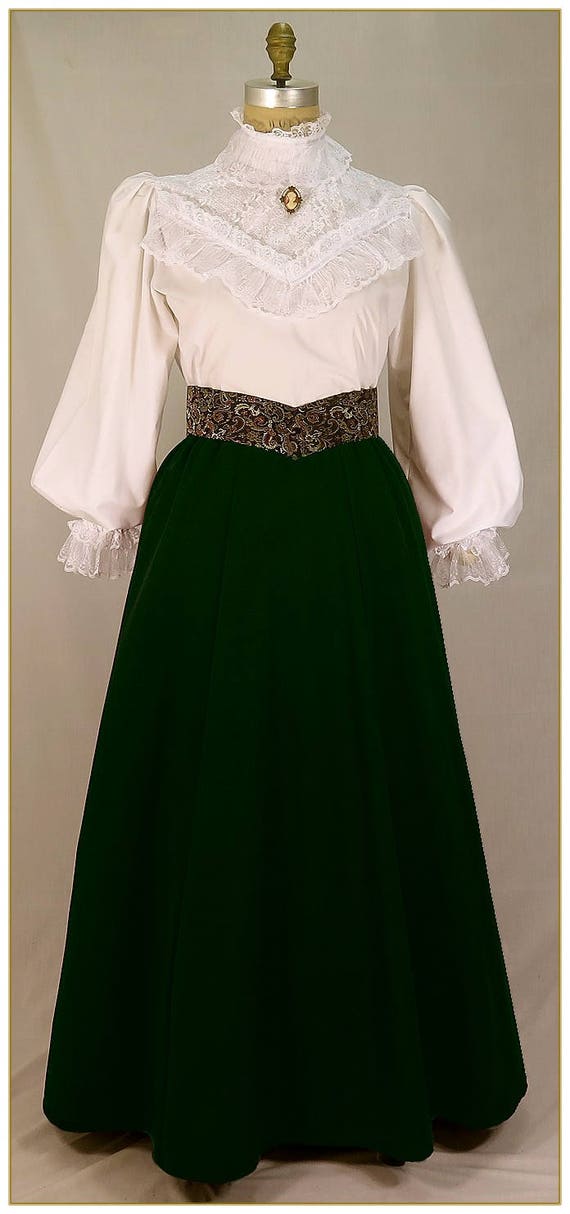 Downton Abbey Inspired Dresses Victorian Gabardine Skirt Emerald Green. Made to your choice of waist size and finished length.Victorian Gabardine Skirt Emerald Green. Made to your choice of waist size and finished length. $65.00 AT vintagedancer.com