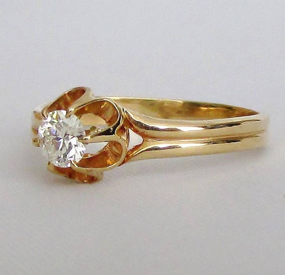 Vintage Buttercup Diamond Engagement Ring or Promise Ring