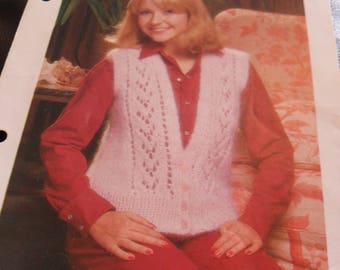 Vintage Knitting Pattern - lacy waistcoat - 1970's