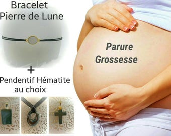 Finery "pregnancy / pregnant woman": Moon stone Bracelet + Hematite pendant