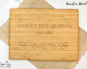 Father's day cutting board, gift for grandpa, world's best grandpa gift, bamboo cutting board, wooden cutting board father's day - 050