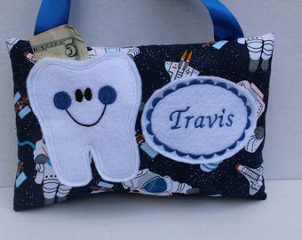 Tooth Fairy Pillow - Personalized Tooth Pillow - Astronaut - Tooth Pillow - Boys Tooth Pillow - Outer Space - Personalized Pillow