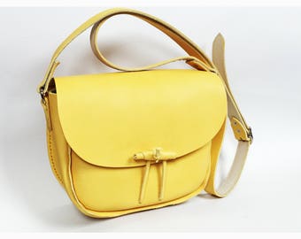 Small Shoulder Handbag Yellow Bag Leather Bag Yellow Leather Bag Ladies Bag Shoulder Bag