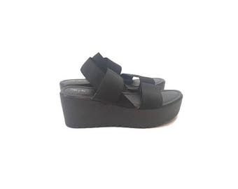 90s Style Black Platform Sandals