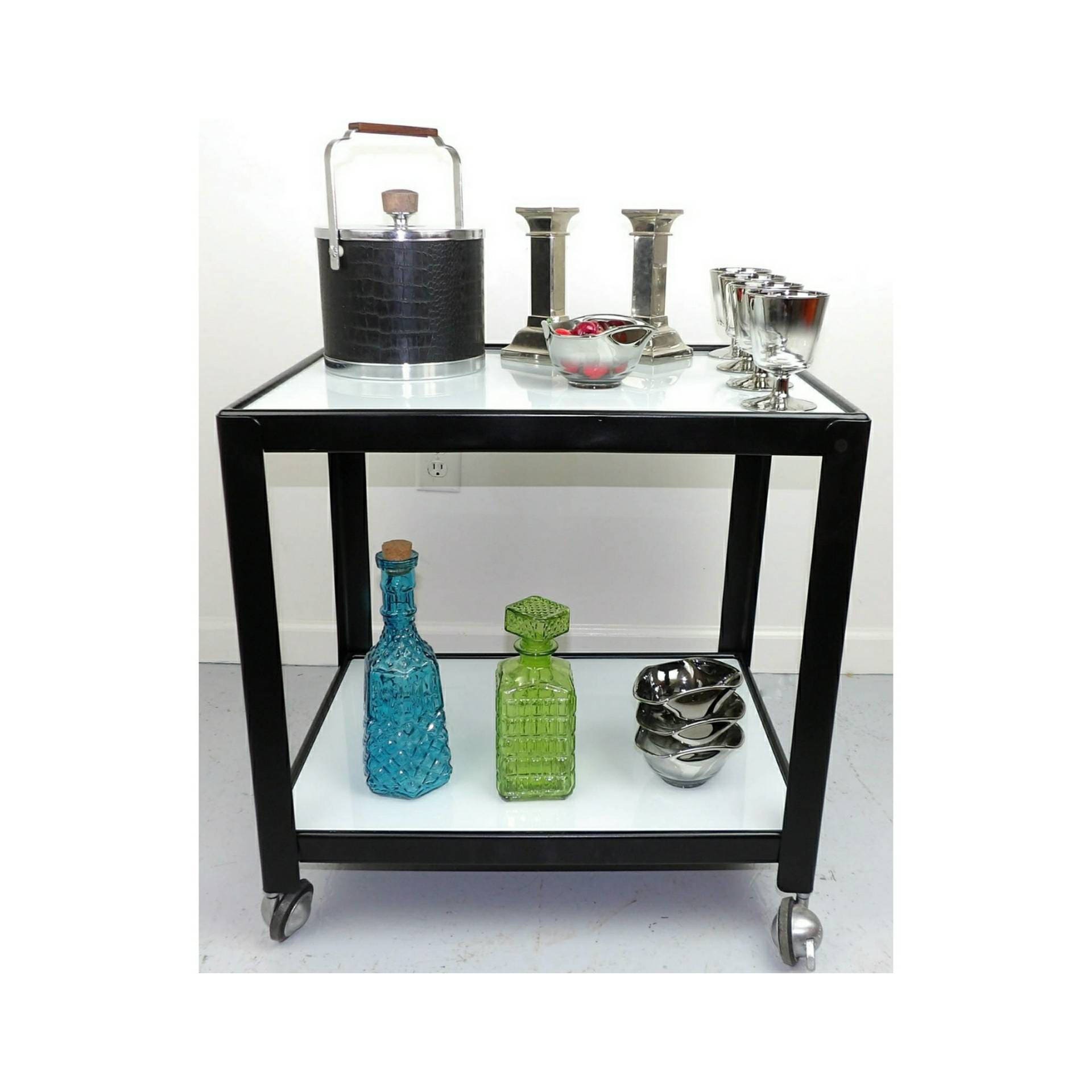 Bar Cart Black & White Mid Century Serving Coffee Station Mini