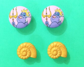 Under The Sea Collection "Ursula The Sea Witch" Ursula Little Mermaid Inspired Sea Witch Nautilus Earring Set Disney Villains