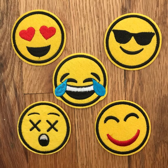 5 Emoji emoticons Iron On Patches 2.5 inches